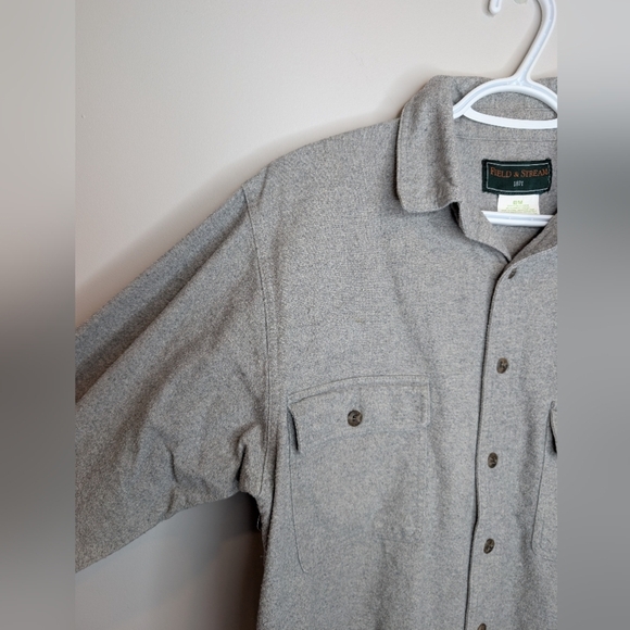 Field & Stream Vintage Gray Fleece Button-Up Shirt Men's Medium - Short arms. - Picture 4 of 10